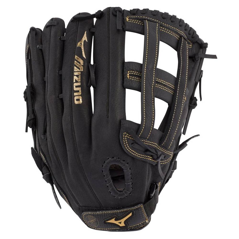 Mens Mizuno Premier Series Slowpitch 13" Gloves Black/Gold Philippines (DJMRFL317)